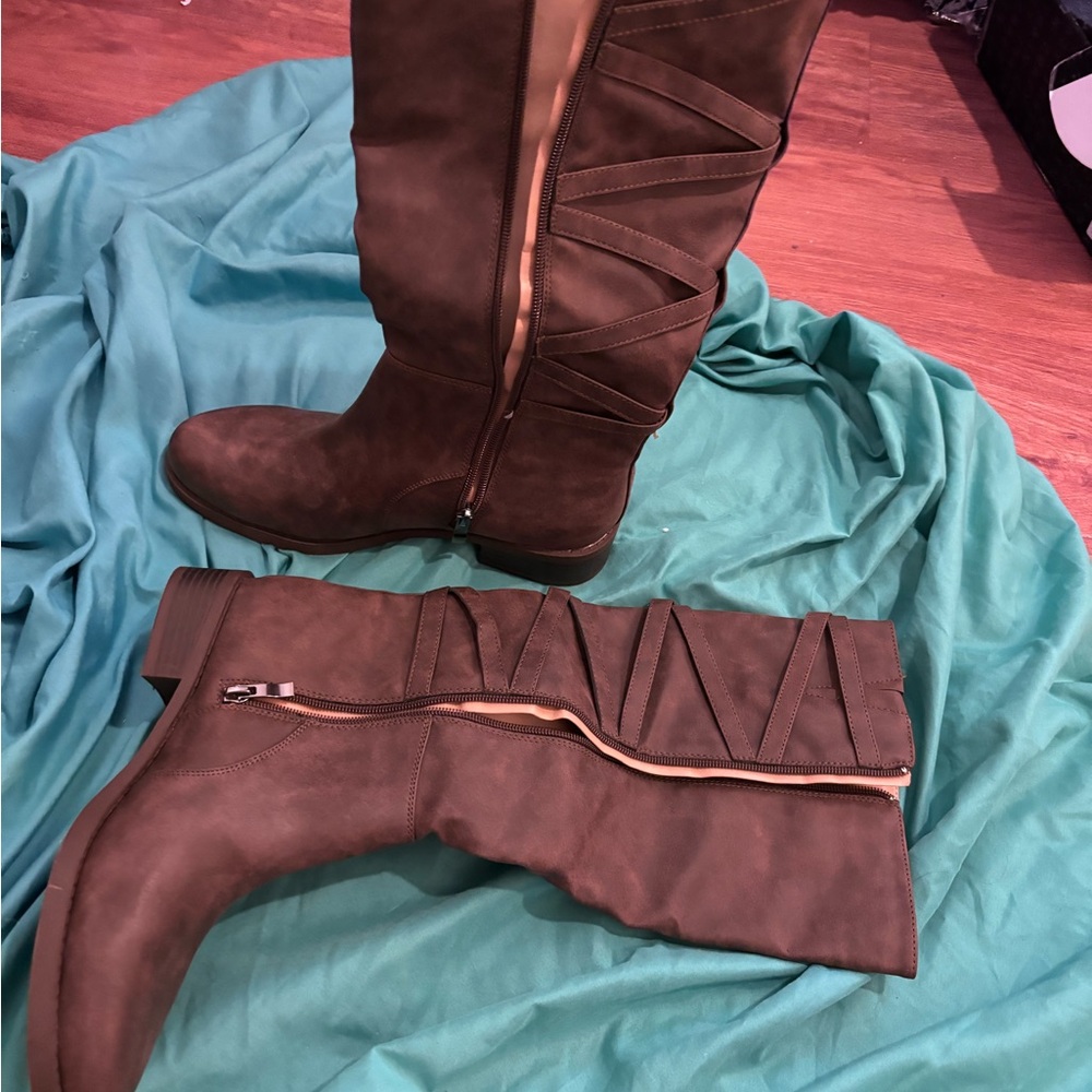 Over the calf boots! Only tried them on. Paid $55 size 9